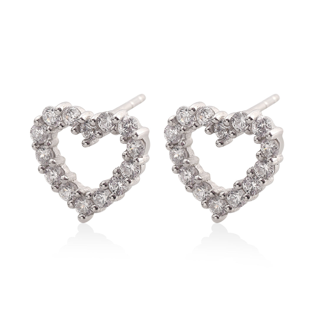 Shining Heart Stud Earrings in 925 Silver