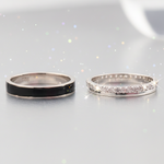 Load image into Gallery viewer, Black and Bling Couple Band Ring in 925 Silver
