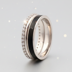 Load image into Gallery viewer, Black and Bling Couple Band Ring in 925 Silver
