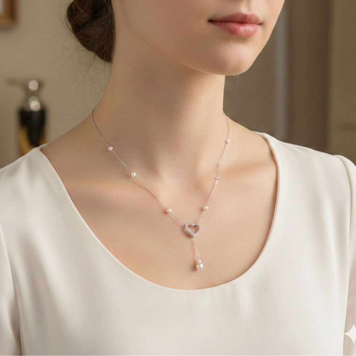 Open lariat necklace in 925 silver