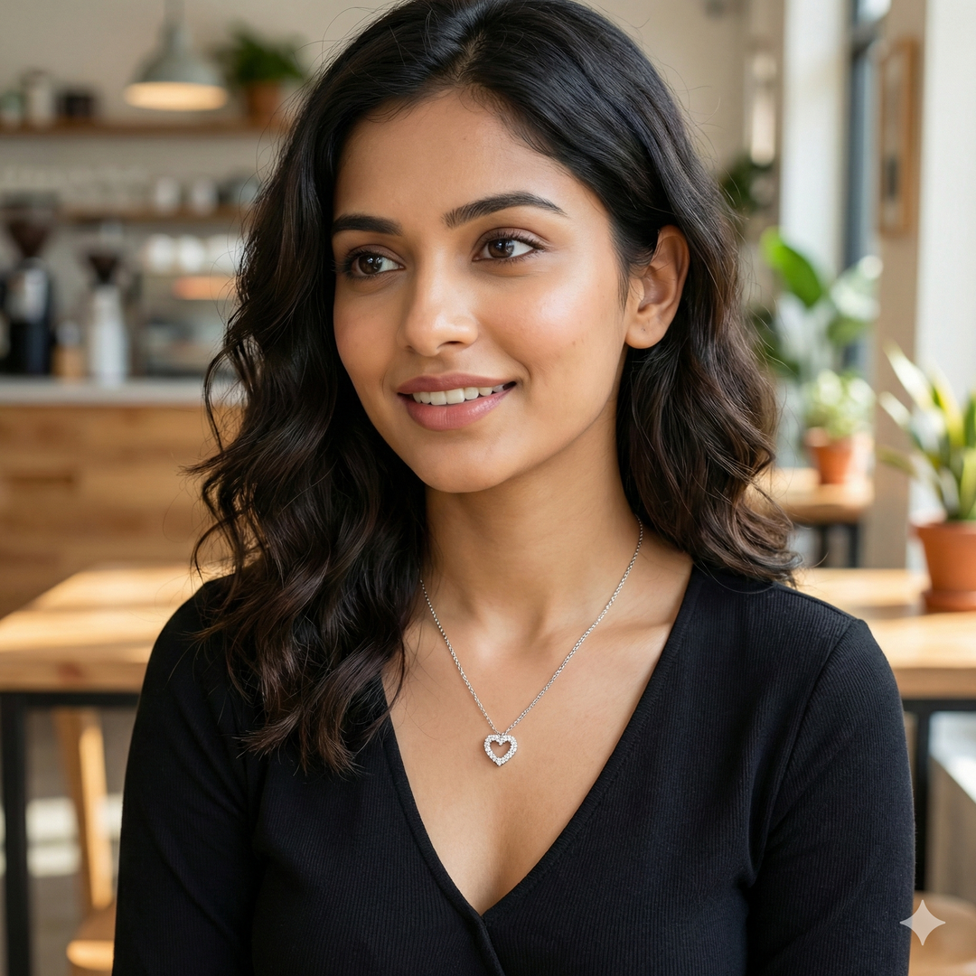 Shining Heart Necklace in 925 Silver
