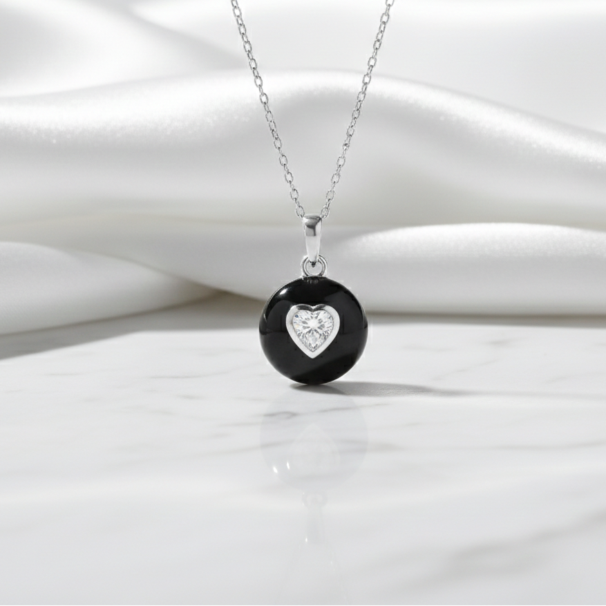 The Noir Heart Necklace in 925 Silver