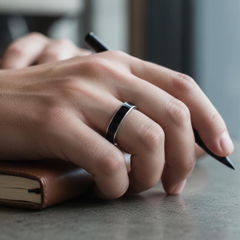 Black and Bling Couple Band Ring in 925 Silver