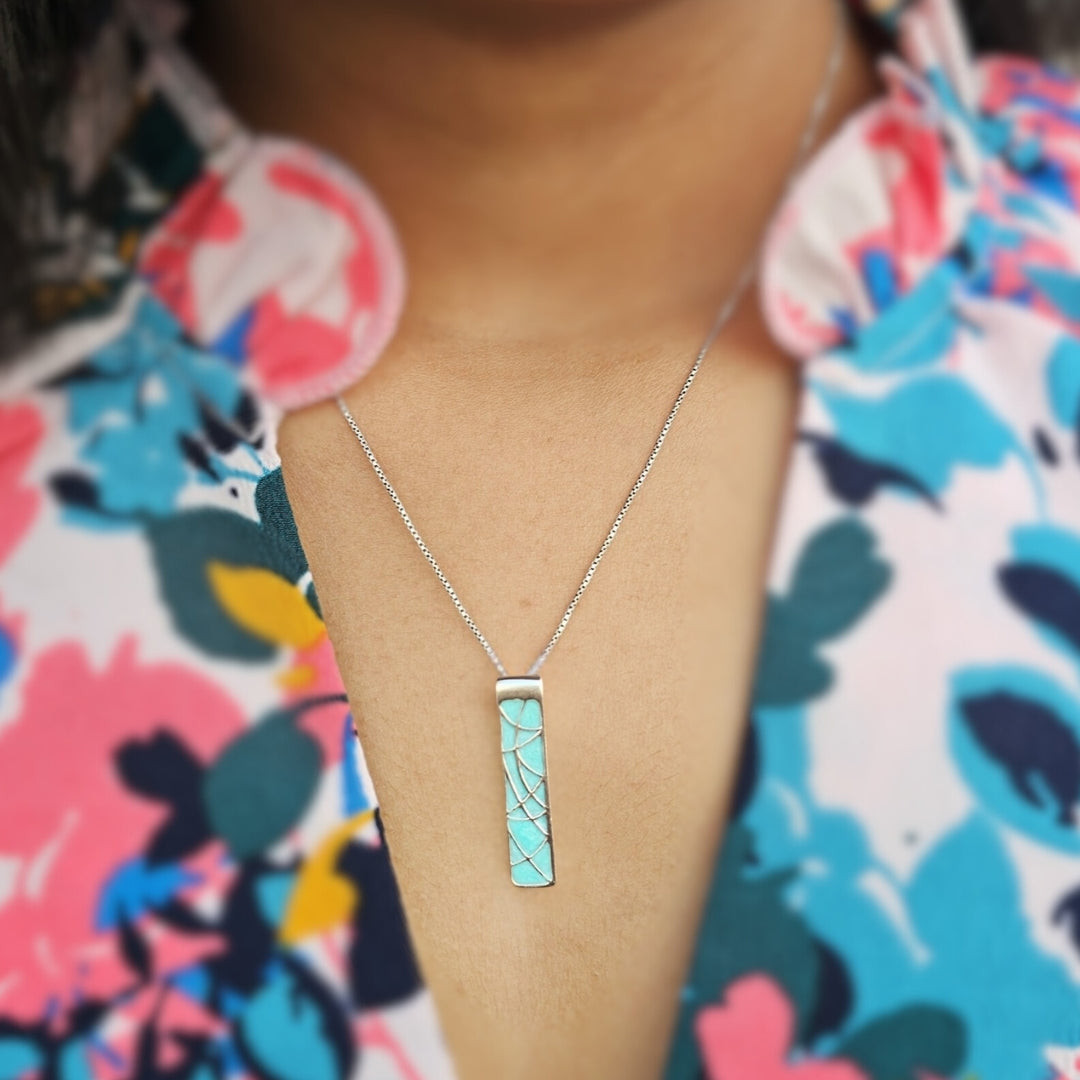 Mosaic abstract beauty necklace in oxidised 925 silver