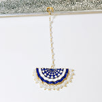 Load image into Gallery viewer, Wavy Blue Pottery Enamel Maangtika

