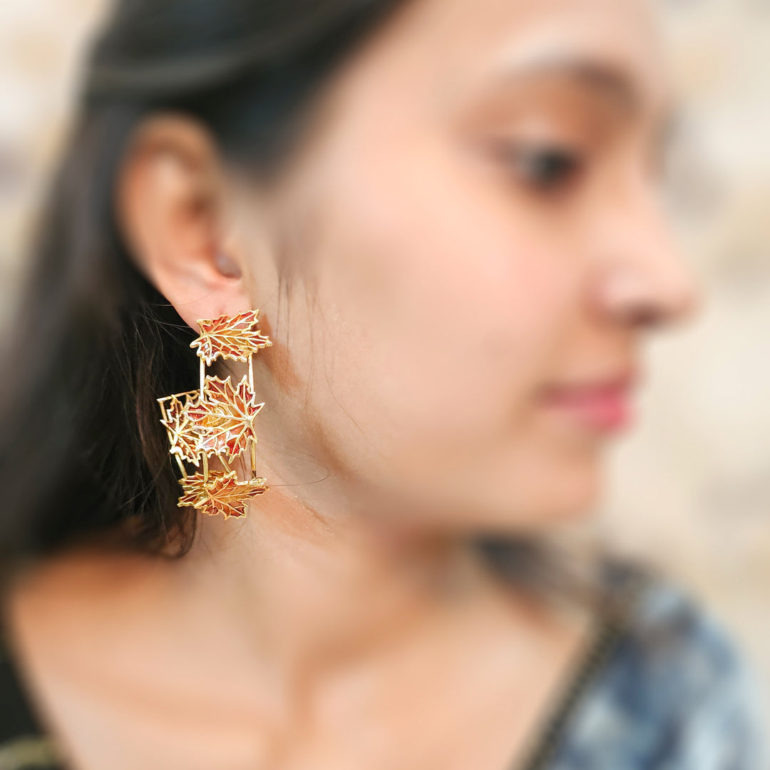 Statement Bold Hoop Maple Earrings
