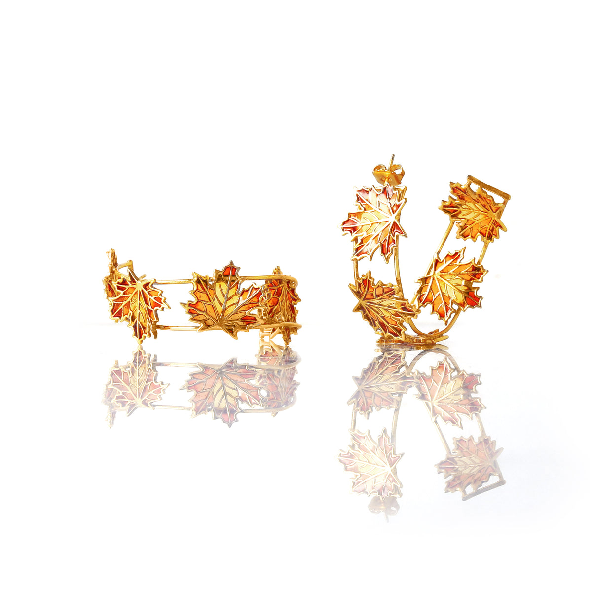 Statement bold hoop maple earrings