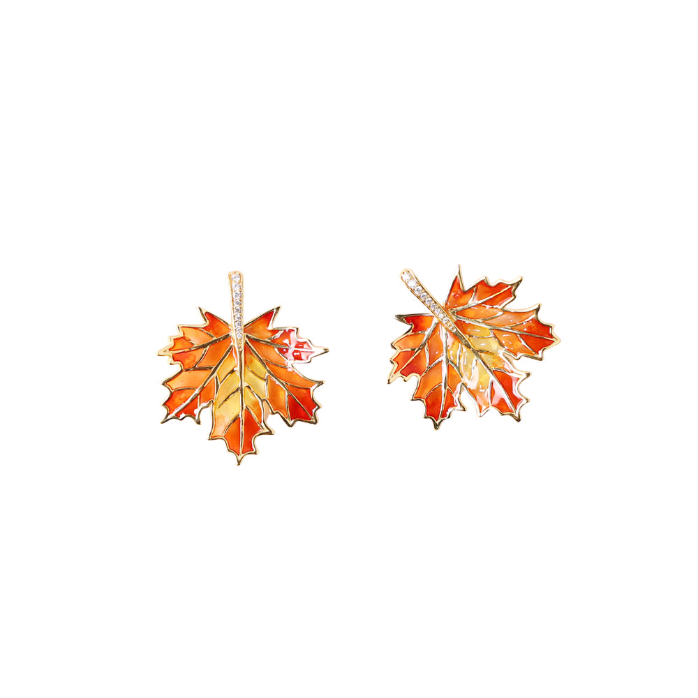 Blinging maple earrings