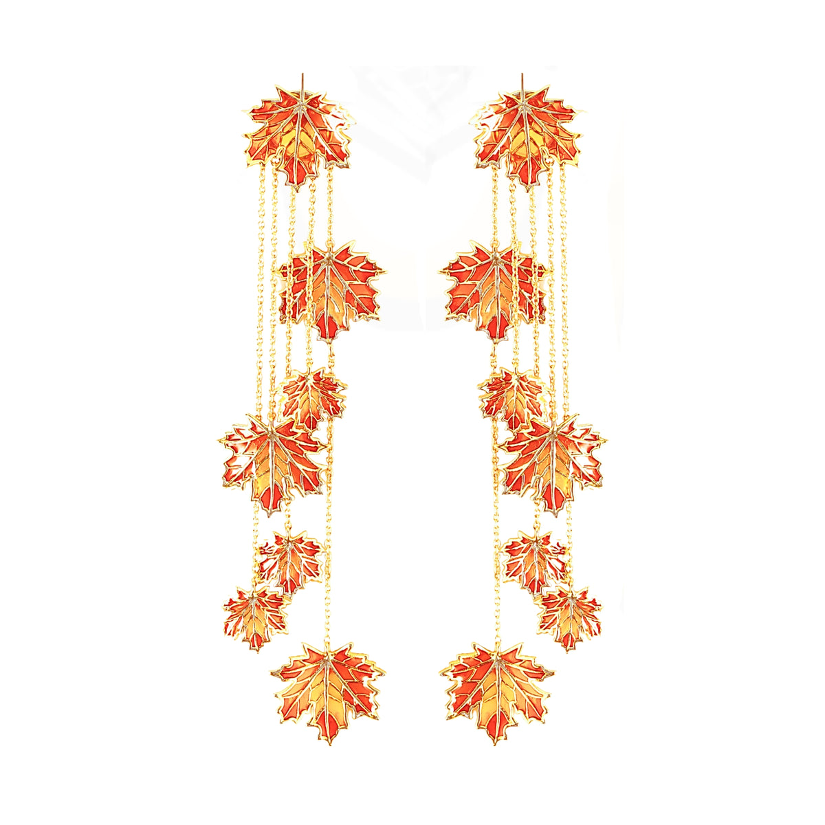 Statement maple leaf dangle earrings