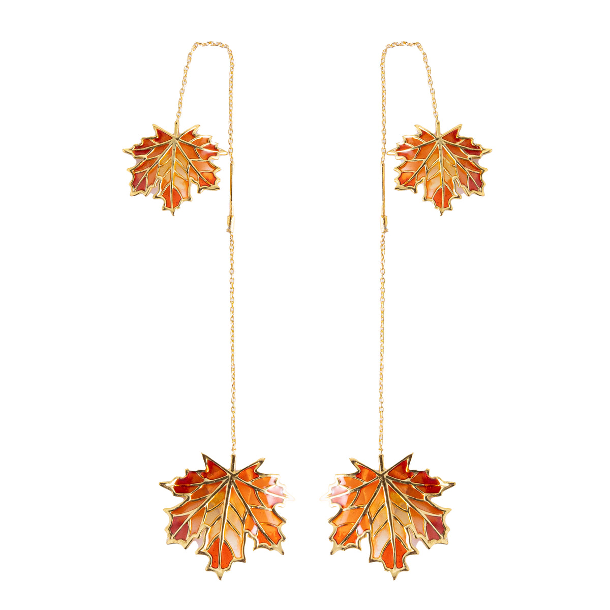 Sui dhaga maple leave earring
