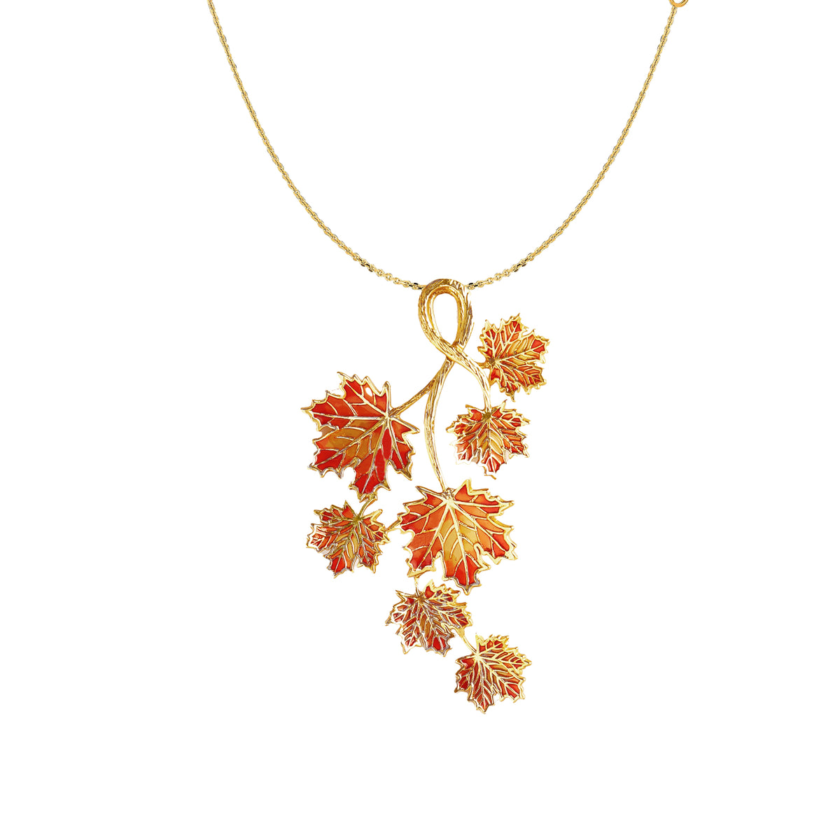 Bunch of maple leaves statement pendant