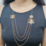 Load image into Gallery viewer, Layered Necklace with Maple Leaves and Carnelian Beads
