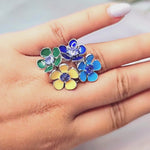 Load and play video in Gallery viewer, Silver Ratnapushpa Ring with Tanzanite and Enamel
