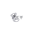 Load image into Gallery viewer, Loving Bear and Heart Studs Earring in 925 Silver
