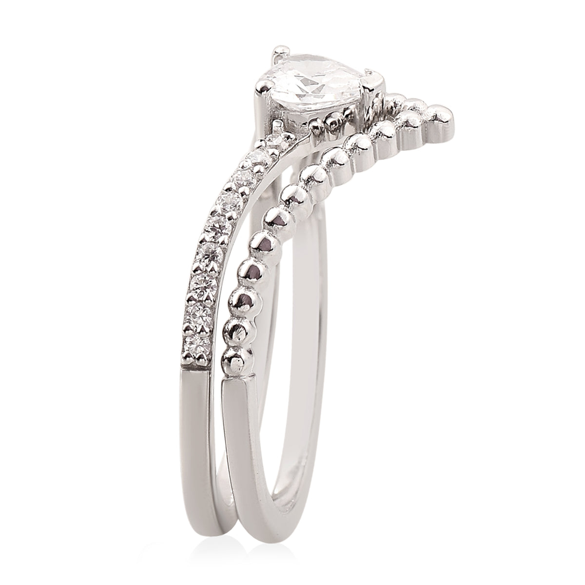 V crown heart stack ring