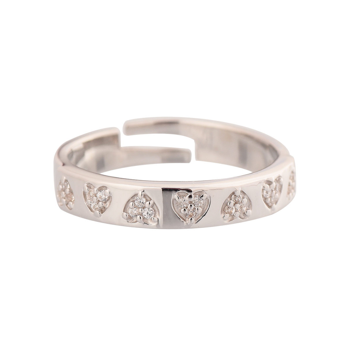 Glittering heart band ring