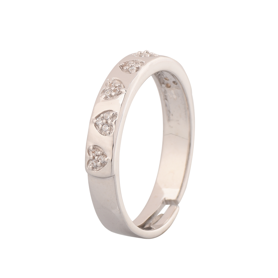 Glittering Heart Band Ring
