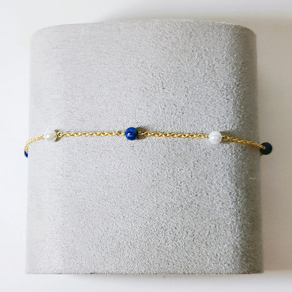 Blue pottery bracelet