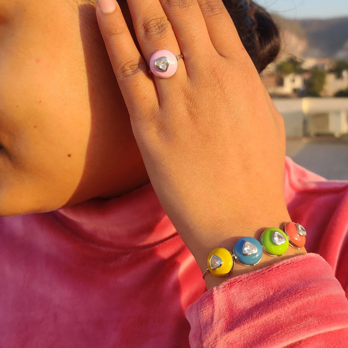 Heart color pop slider bracelet