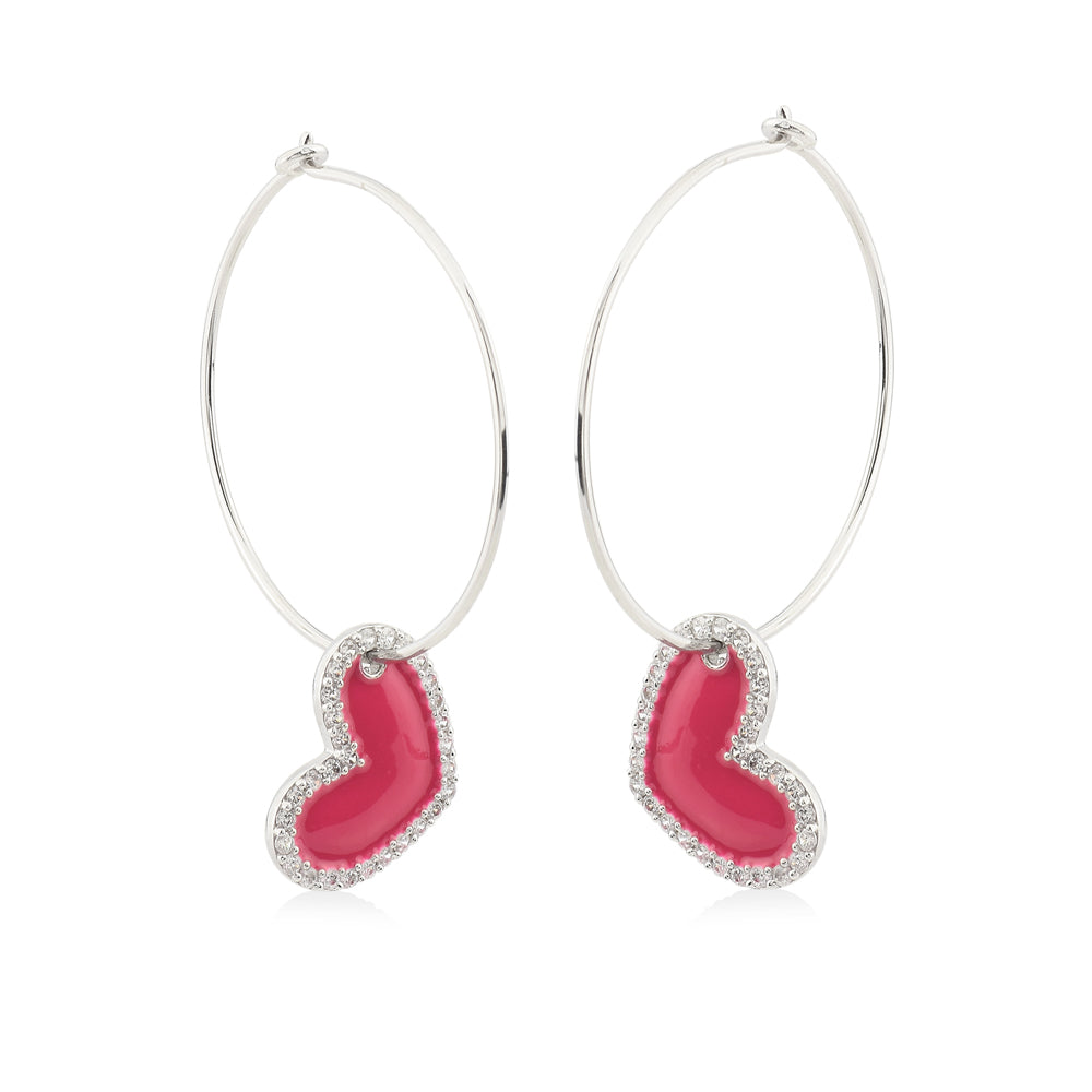Vim & vigor heart enamel hoop earrings