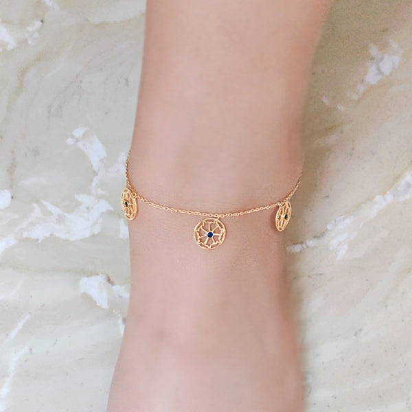 Dainty blue sparkle flexible anklet