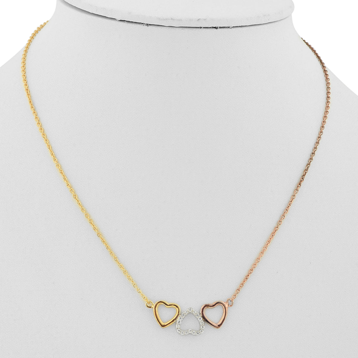 Tri tone heart necklace