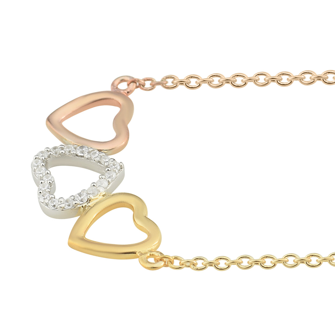 Tri Tone Heart Necklace